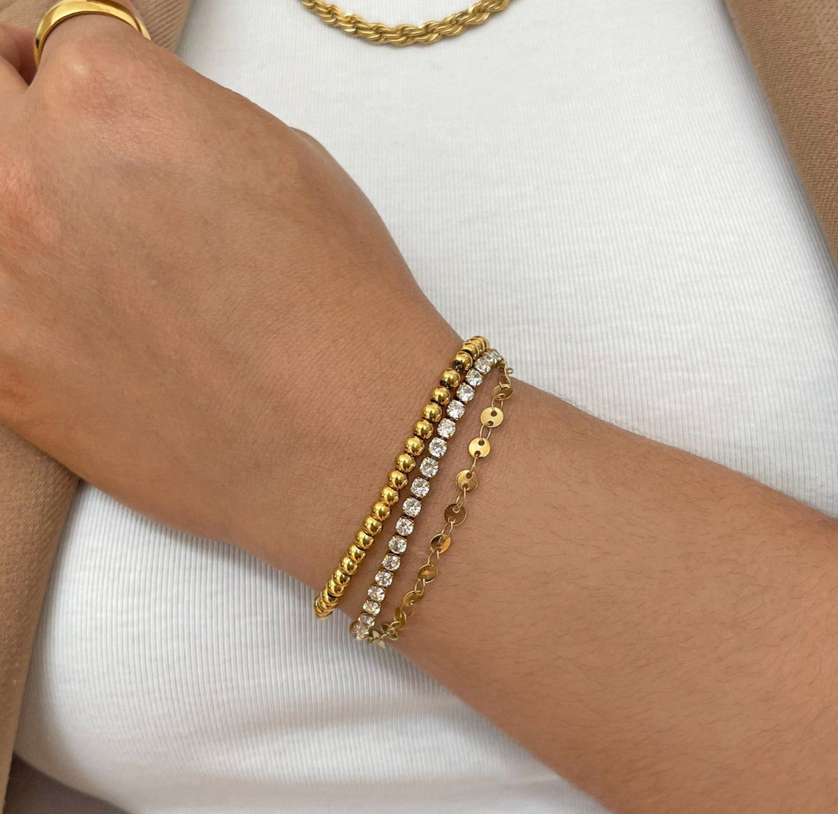 Paris Dainty Tennis Bracelet in Gold