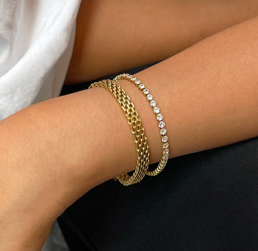 Paris Dainty Tennis Bracelet in Gold