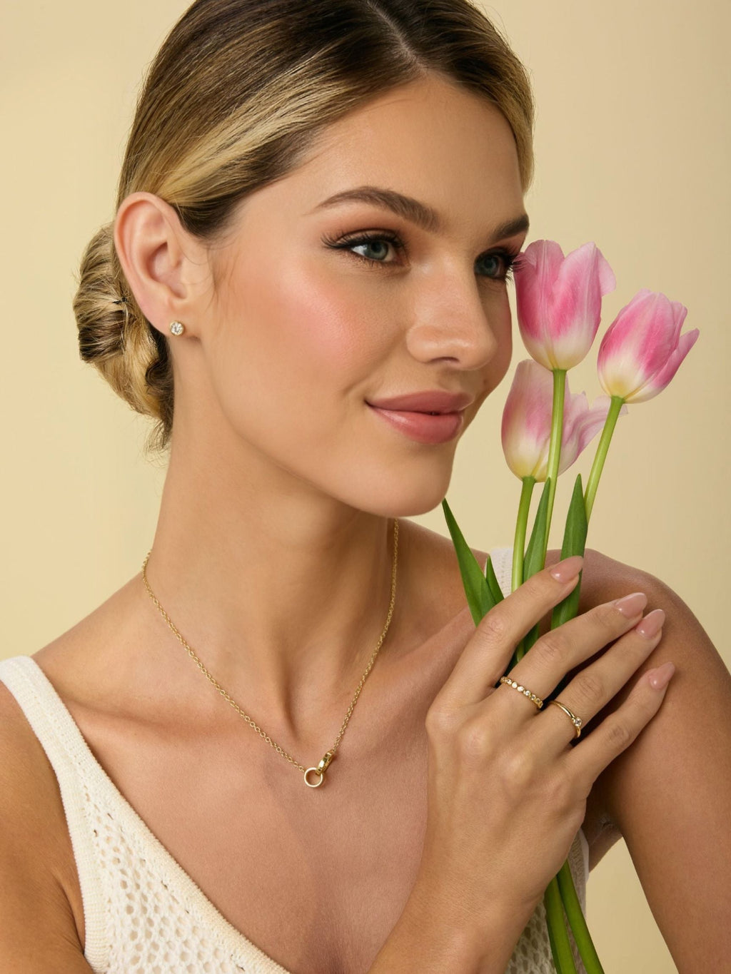 Gold-Filled CZ Bezel Stud Earrings