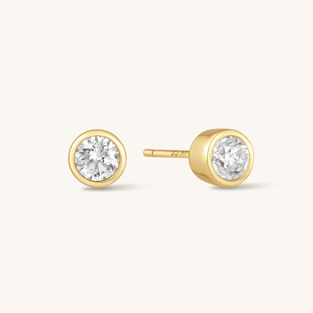 Gold-Filled CZ Bezel Stud Earrings