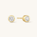 Gold-Filled CZ Bezel Stud Earrings