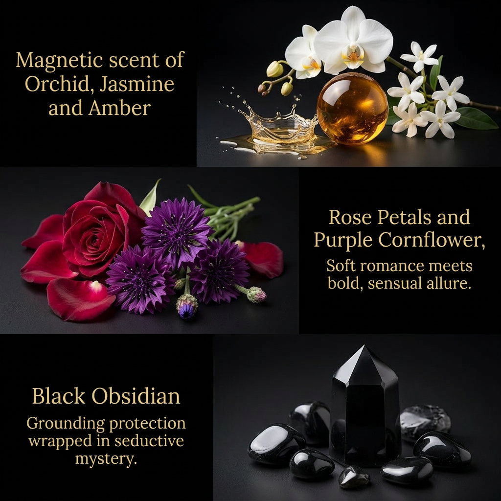 Dark Orchid Body Oil with Black Obsidian