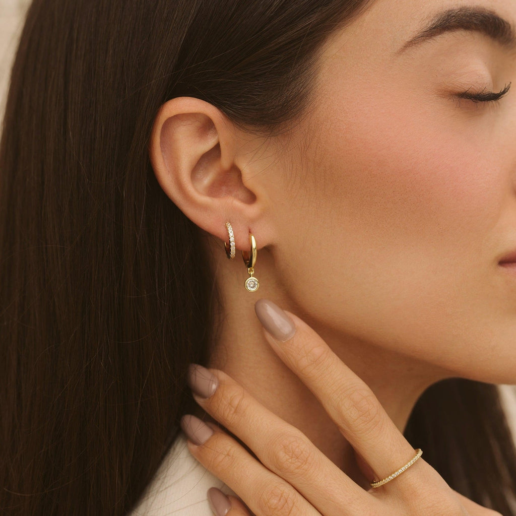 Gold Huggie Hoop Earring Set