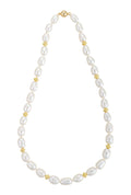Single Strand Baroque Pearl Necklace with Gold Beads