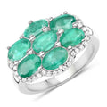 Zambian Emerald & White Zircon Ring, Sterling Silver