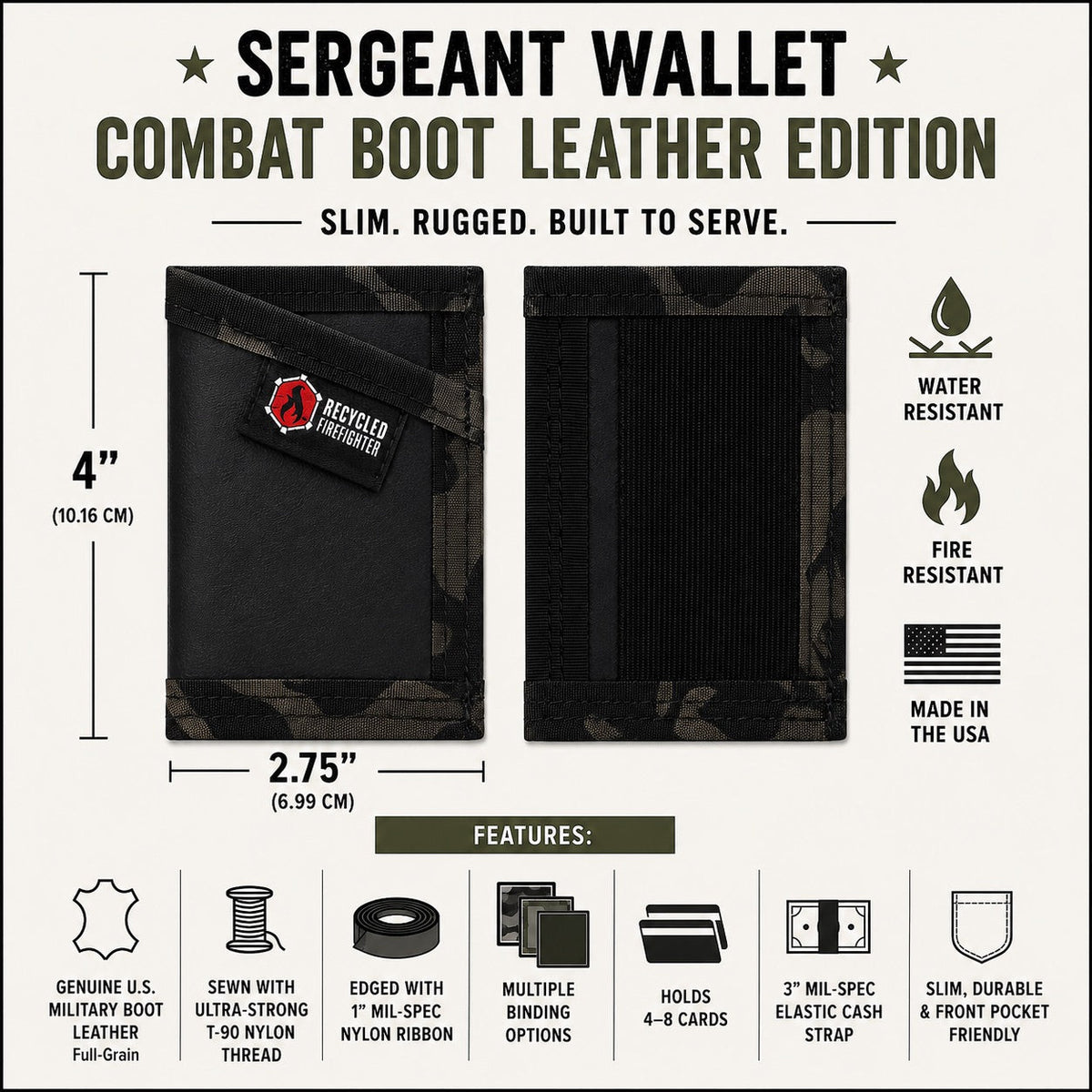 Sergeant Wallet, Combat Boot Leather
